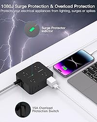 Power Strip Surge Protector 10 Ft Cord, HANYCONY
