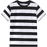 Spring&Gege Men's Short Sleeve Striped Cotton Crew Neck T-Shirts