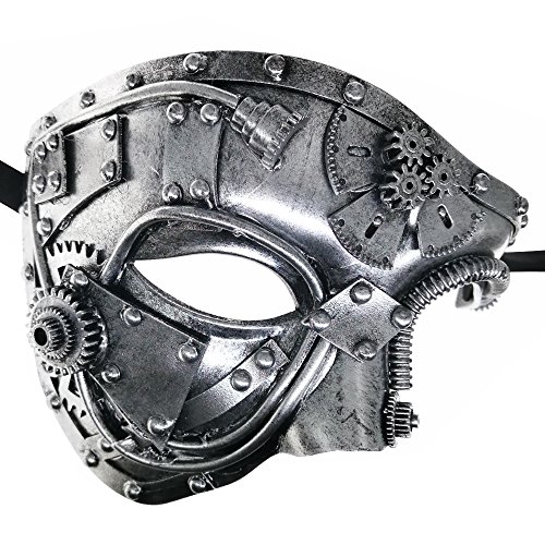 CCUFO Steam Punk Phantom of The Opera Vintage Silver Mechanical Men Venetian Mask for Masquerade/Party/Ball Prom/Mardi Gras/Wedding/Wall Decorationâ€¦