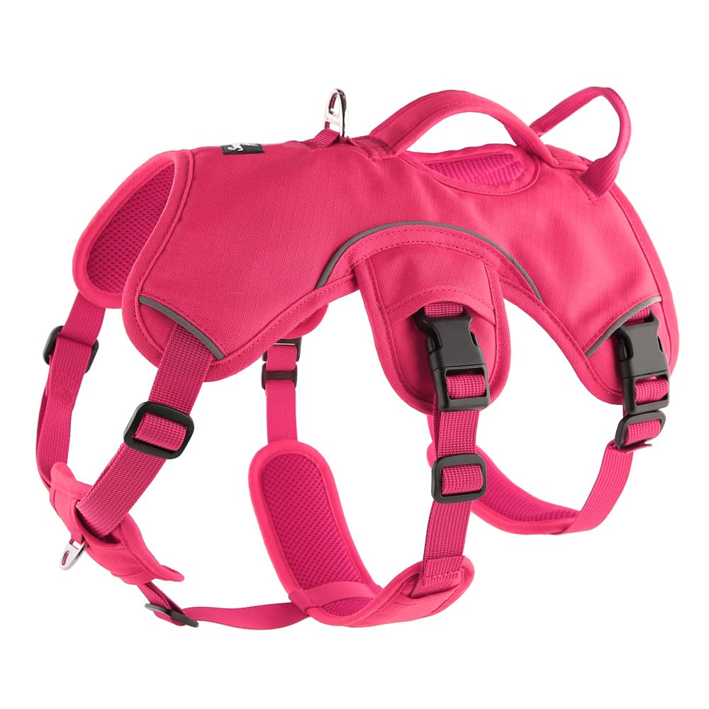 Snootiful Hound Sighthound Harness for Greyhounds, Whippets & Lurchers – Escape Proof Padded 3-Point Dog Harness - Secure Fit, No Pull Harness For Deep-Chested Breeds (Pink, Small)