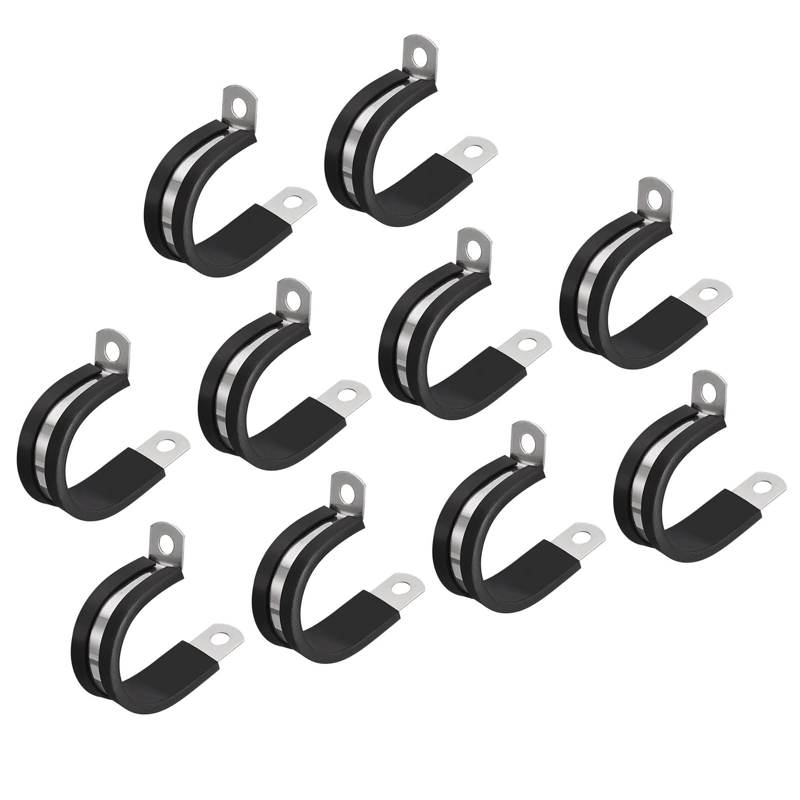 MACHSWON 20Pcs 1-1/8 Inch(28mm) Cable Clamp, Rubber Cushioned Insulated Clamp 304 Stainless Steel R Shape Bracket Metal Pipe Clamp Tube Holder for Wire Hose Tube