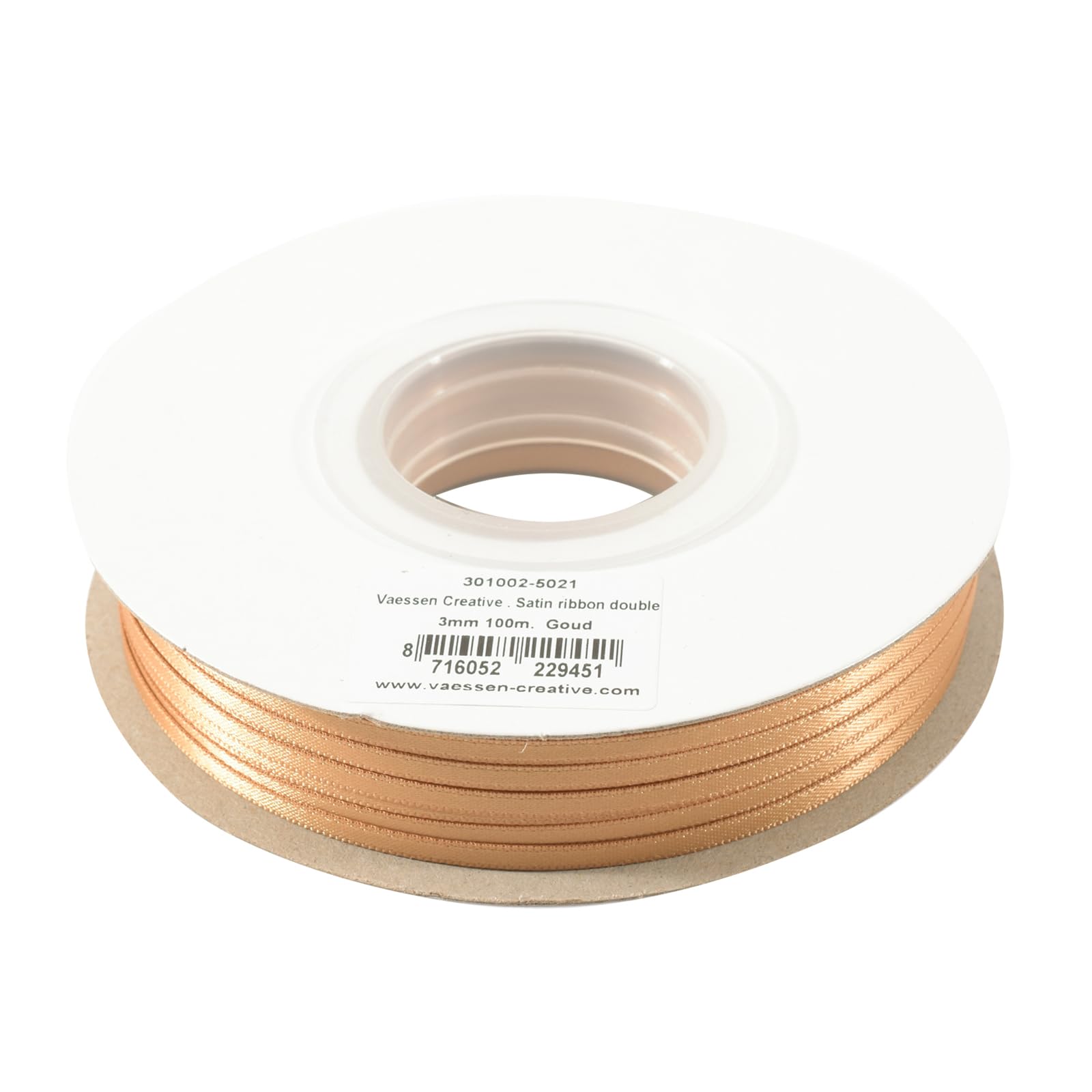 Vaessen Creative Satin Ribbon, Light Brown, 3mm x 100m, Elegant Shine for Card Making, Scrapbooks, Gift Wrapping and Other Craft Projects
