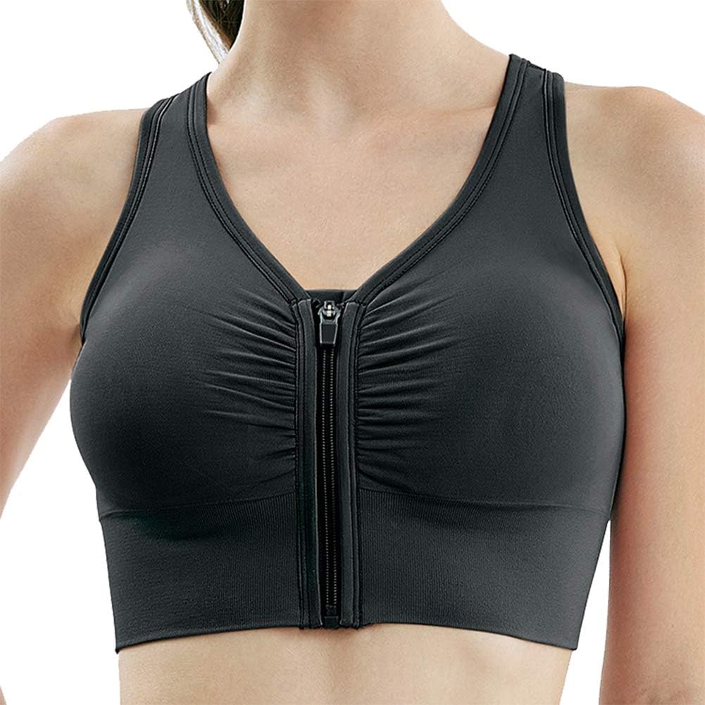 JIAYANLH Sports Bra Running Women Seamless Front Zip Yoga Bras Super