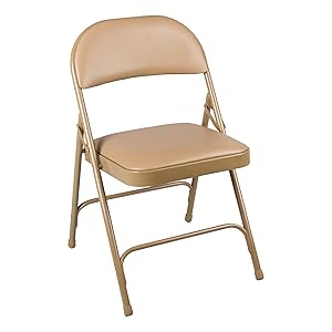 Norwood Commercial Furniture Series Folding Chair with Vinyl Upholstered Seat and Back, Beige, NOR-SRO593-VBG-SO 6600 (Pack of 4)