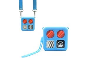 Thisness Protective Jacket for Yoto Mini with Shoulder Strap, Kid-Friendly Silicone Cover Case Compatible with Yoto Mini Audio Player Accessories with Wrist Lanyard, Sky Blue