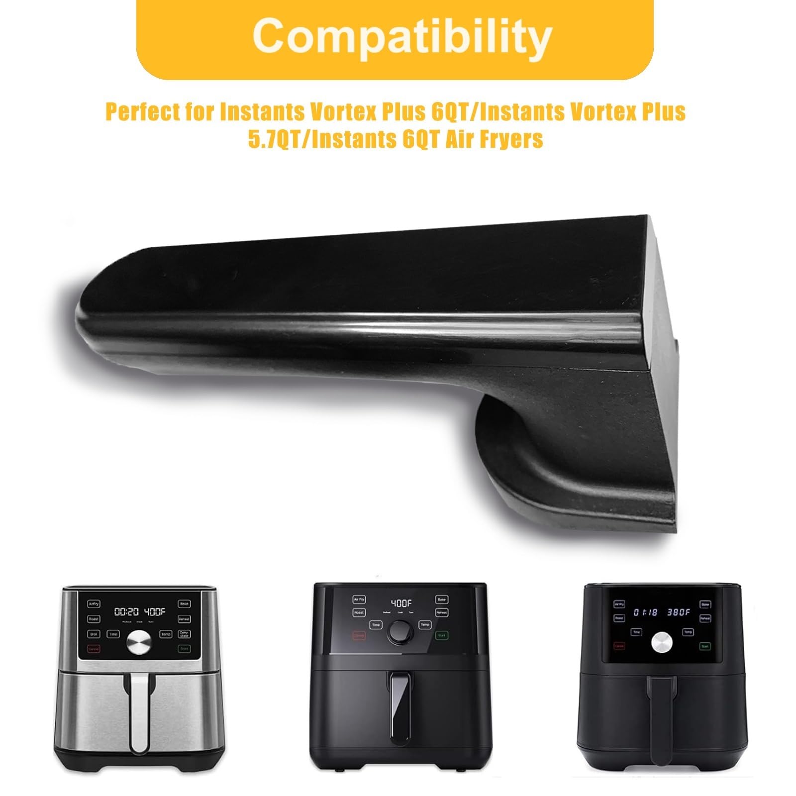Air Fryer Handle Replacement Parts for Instants Vortex Plus 6QT/5.7QT Air Fryers, Air Fryer Handle for Instants 6QT Air Fryer, Ergonomic Design, Dishwasher Safe