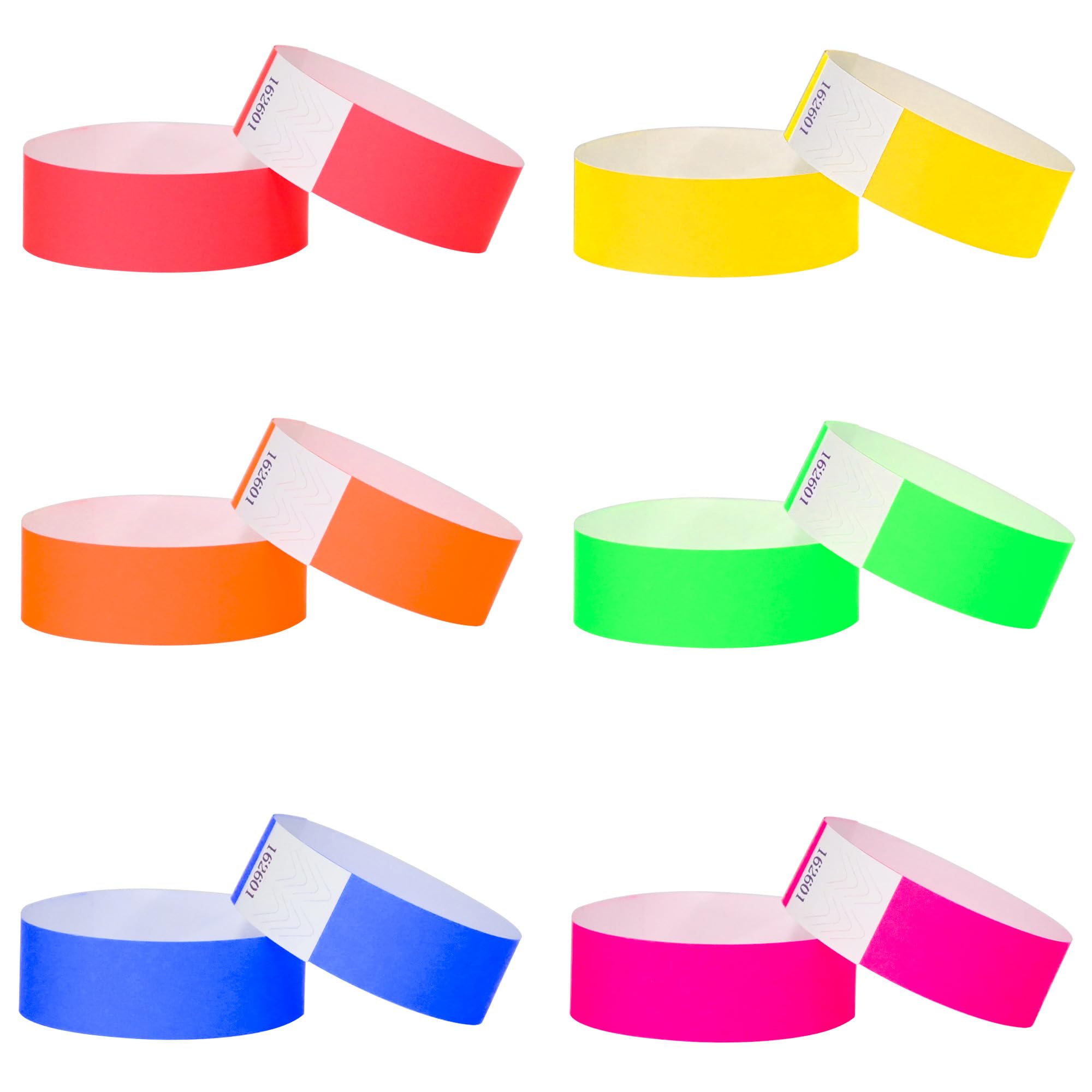 L LIKED 600 Pcs Neon Wristbands for Events, Waterproof Paper Wristbands Party Bands Entrance Wristbands for Events Music Festival Concert Contest (6 Colors)