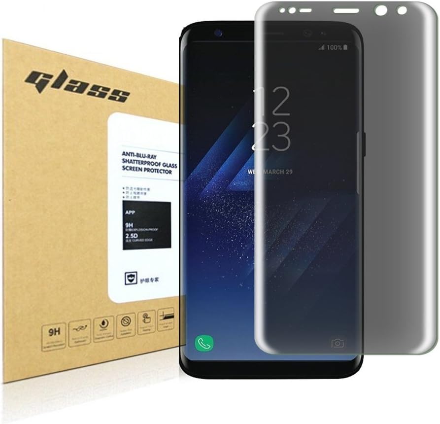 Skypat 92828 Samsung Galaxy S8 Screen Protector (Full Coverage) (Case Friendly), (3D Full Curved Edge) (Tempered Glass) Privacy Screen Anti-Peeping Protector