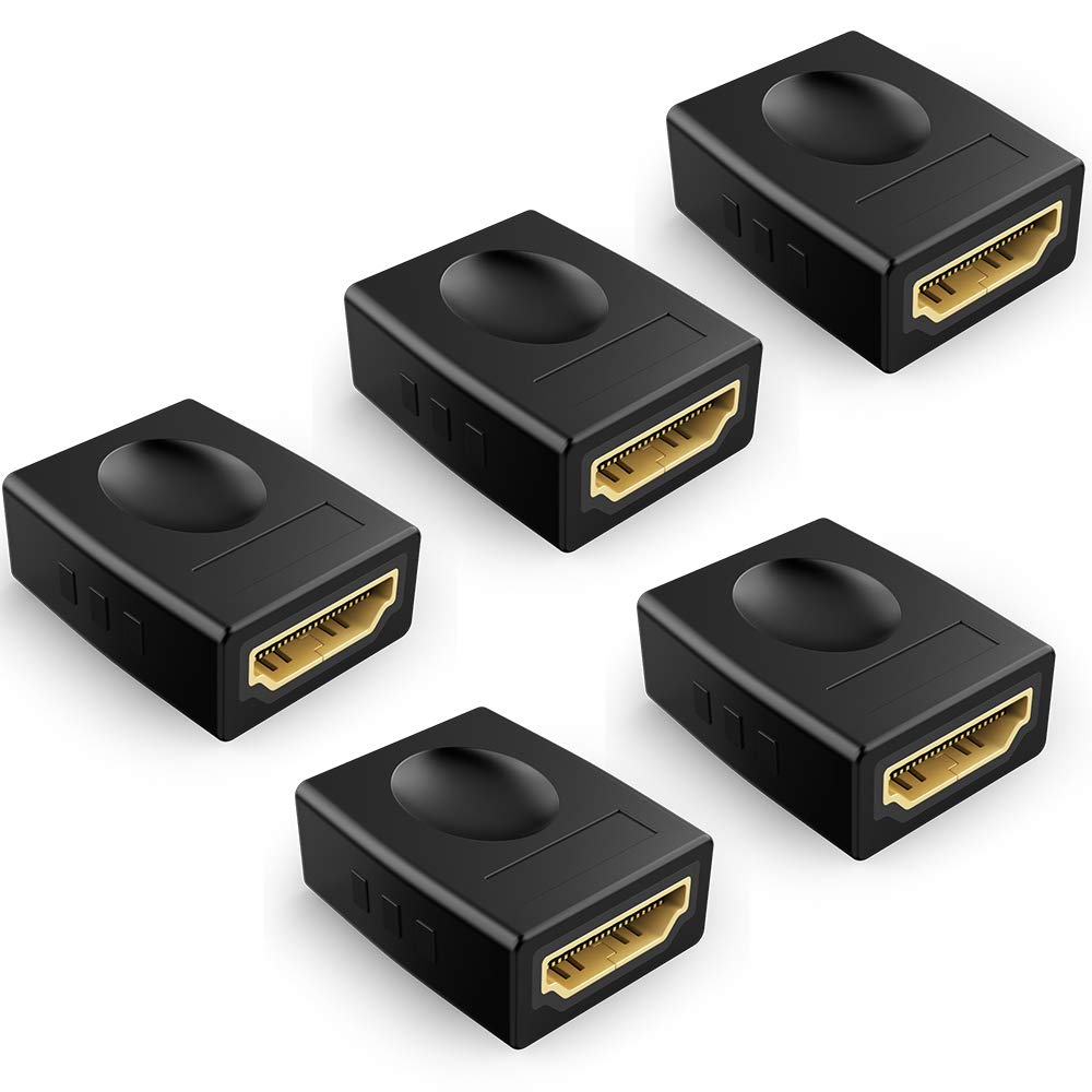 HDMI Coupler 5 Pack, Electop HDMI Female to Female Adapter, Support 3D 4K 1080P High Speed HDMI Cable Extender Audio Video Converter