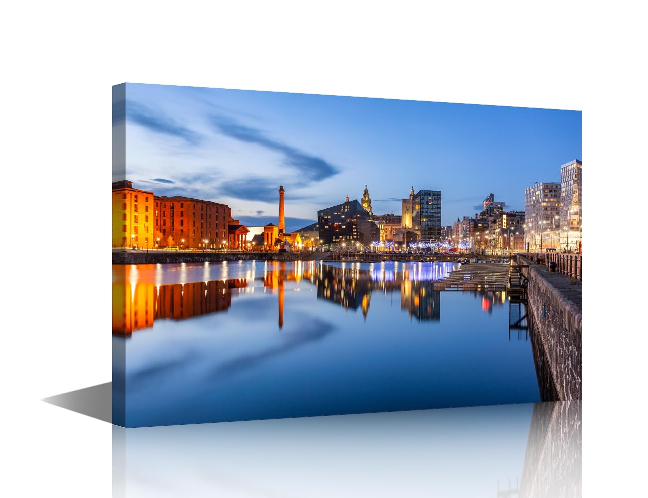 Liverpool UK Wall Decor Liverpool Skyline Posters Prints on Canvas Albert Dock Wall Art 1 Panel Liverpool Bedroom Decor Modern Home Decor for Living Room Framed Ready to Hang (16''Wx 24''H)