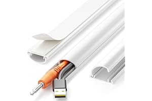 Delamu Cord Hider Wall Kit Adhesive Wire Cover, 42.5in Multiple Function Cable Cover for Outdoor Corner Wall Baseboard Hiders 1-2 Cables, 1.18" W X 0.43" H, White