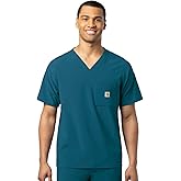 Carhartt Cross-Flex Men's Chest Pocket V-Neck Scrub Top - Black, M