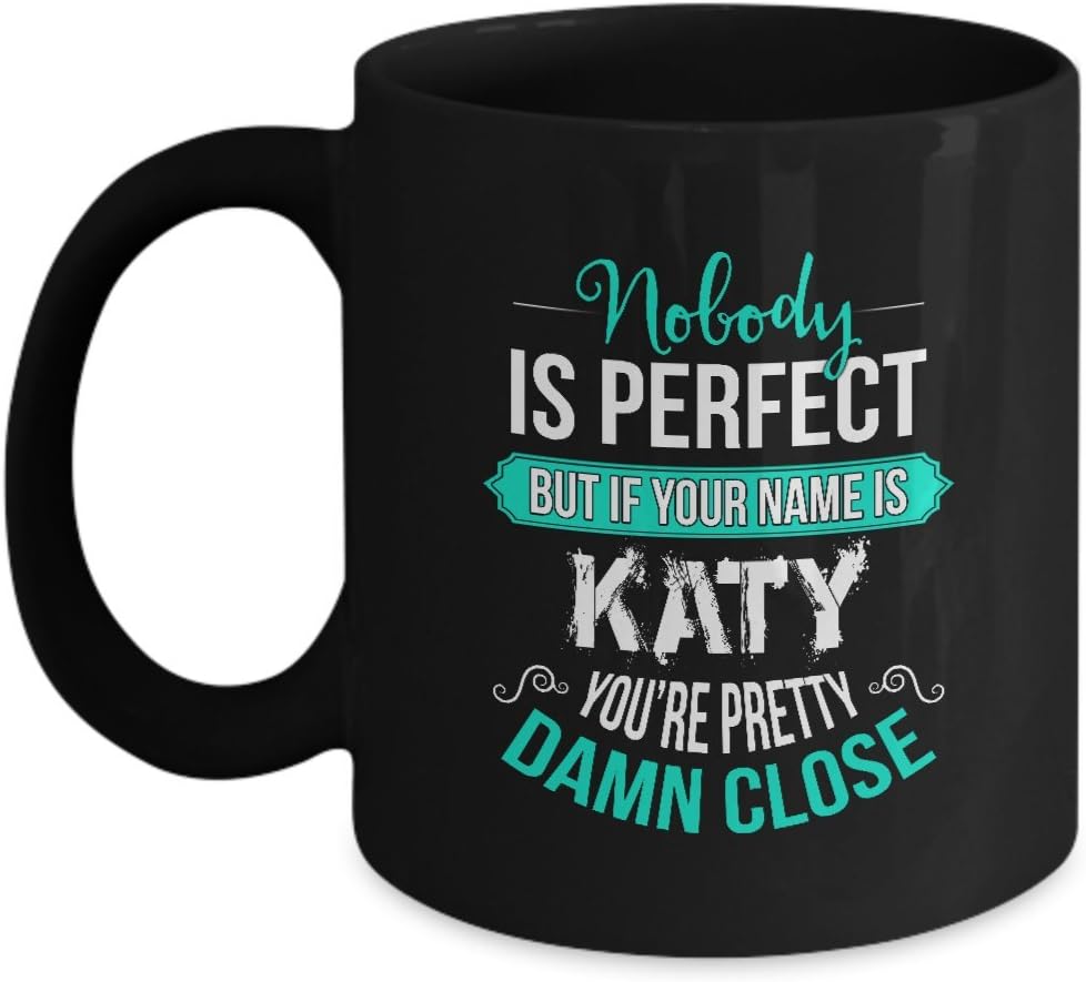 Personalized Engagement Mug - Name is KATY Coffee Mugs - Personalized Gift Tags - Unique Christmas, Birthday Gift idea for KATY, Women, Mom, Sister, Aunt, 11oz Tea Cup Black