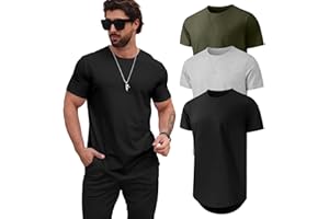 Mancozy Mens T Shirts Casual Hipster Hip Hop Longline Crewneck Tee Shirts for Men
