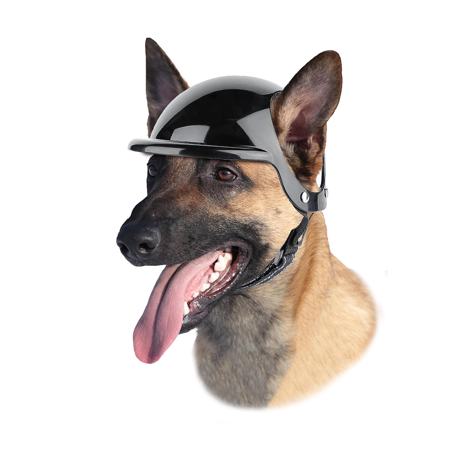 Enjoying Helmet with Ear Holes - Safety Sport Dog Helmet Outdoor Motorcycle Hard Hat for Head Protection, Black 44lb-88lb