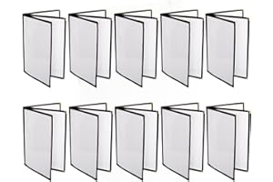 TrueCraftware- 8-1/2” x 11” Black Triple Page Book Fold Restaurant Menu Covers 3 Page 6 View Set of 10- Crystal Clear Menu Covers Sleeve Menu Folder Menu Book Holders for Bar Cafe Restaurant