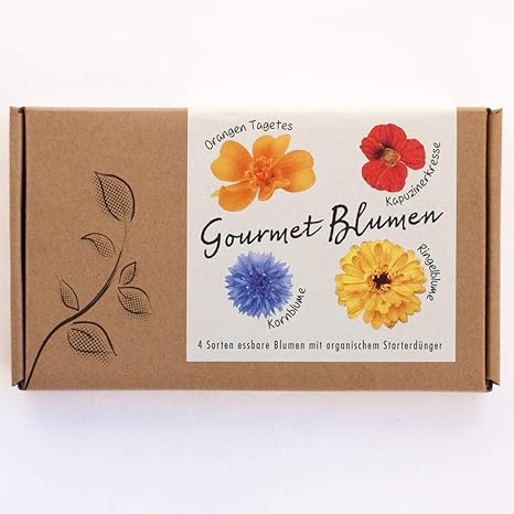 GOURMET BLUMEN Blumensamen-Geschenkbox - 4 Sorten essbare Blüten