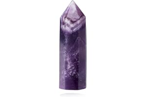 YATOJUZI 2" Amethyst Healing Crystals Wands Stones Hexagonal Point Real Gemstones Crystal Tower Decor for Home Desk Office Na