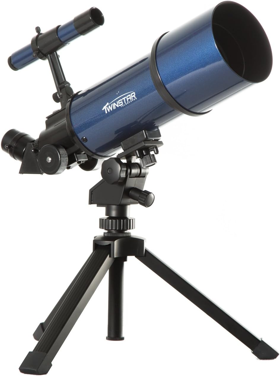 Blue TwinStar AstroMark 80mm 1640x Power Portable Refractor Telescope