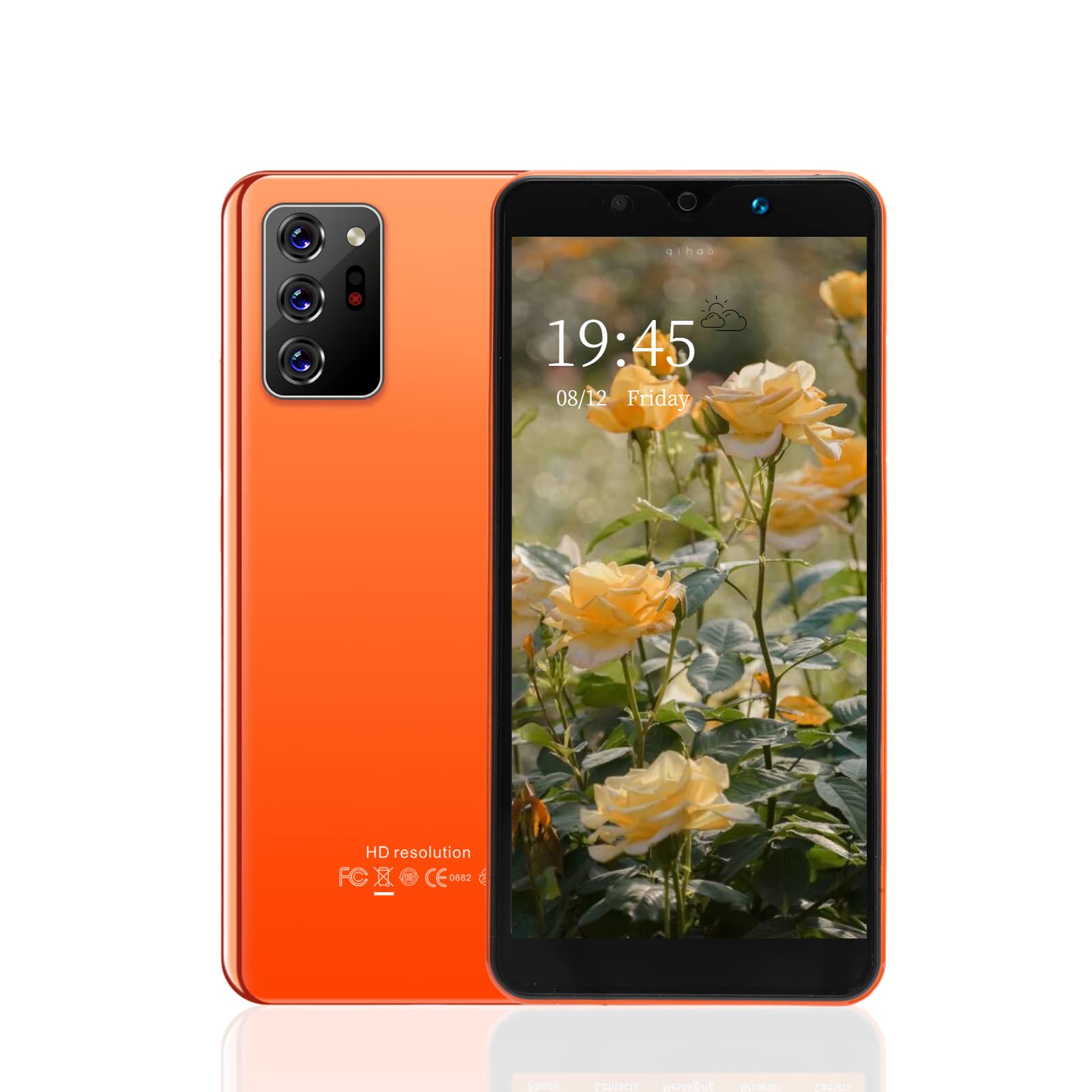 5.72in HD Full Screen Smart Phone, Note30 Plus Unlocked Smartphones, Dual Cards Dual Standby, 512MB+4GB Cell Phones, for Android 4.4.2, Support +BT+FM (Orange)