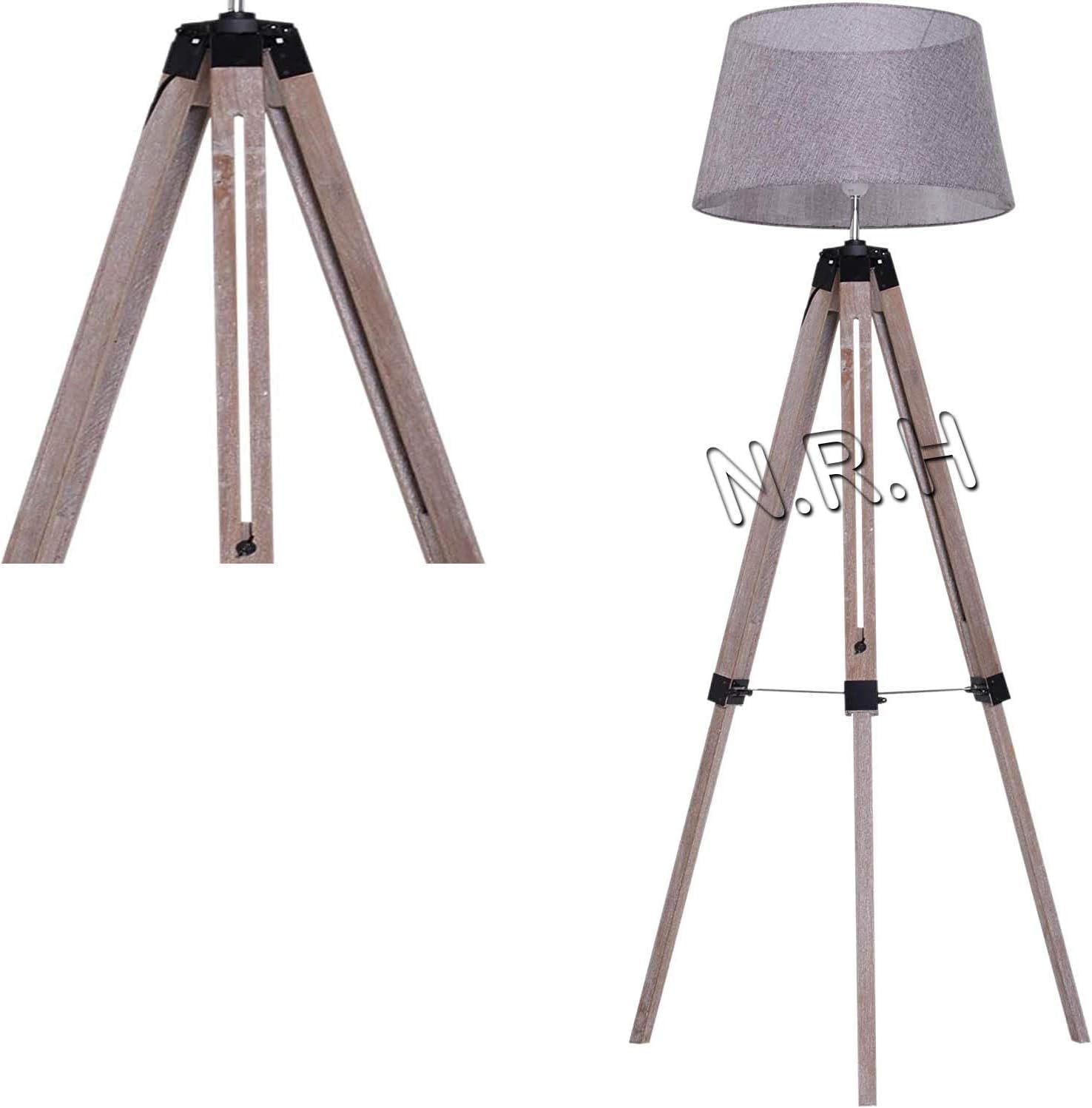 Nautical Replica Hub Natural Tripod Floor Lamp Wooden Base Office Decor (Without Shade)