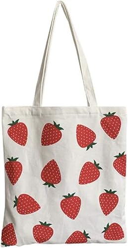 Amazon Boluory トートバッグ キャンバス 2way ショルダーバッグ 大容量 エコバッグ レディース 通学 通勤 キャンバストート イチゴ Boluory トートバッグ