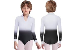 YiZYiF Boys Shiny Rhinestone Tank Unitards Figure Skating Leotard Latin Jazz Modern Dancewear Gymnastics Bodysuit