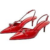 MICIFA Slingback Kitten Heels for Women Pointed Toe Stiletto Heels Slip On Pumps with Buckled Straps Dress Work Pumps Shoes
