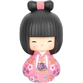 Japanese Kokeshi Doll Girl in Kimono Collectible Figurines Traditional Crafts Oriental Geisha Statue for Office Bar Home Party Table Decoration Pink