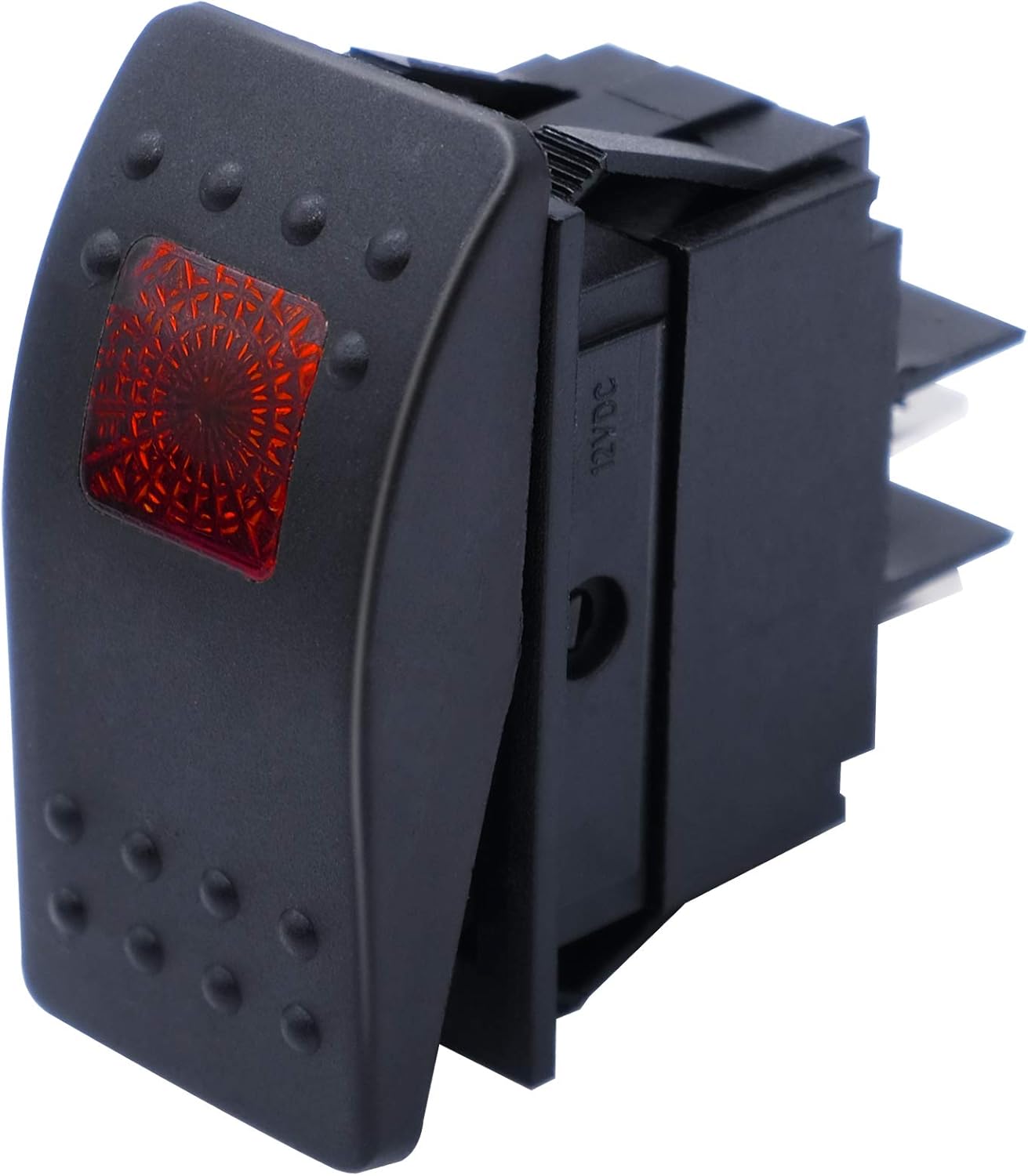 mxuteuk 12V Red LED Light Self-Locking Rocker Switch 4 Pin SPST ON/Off 20A for Car Boat Marine RK1-06N-R: Industrial & Scientific