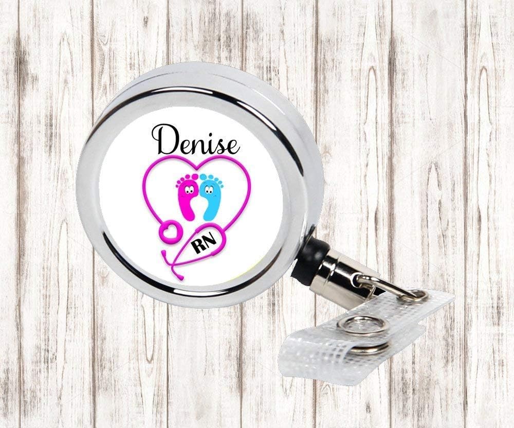 Pediatric/NICU/PICU Nurse RN LPN CNA CMA Personalized Retractable Metal Badge Reel, ID Holder