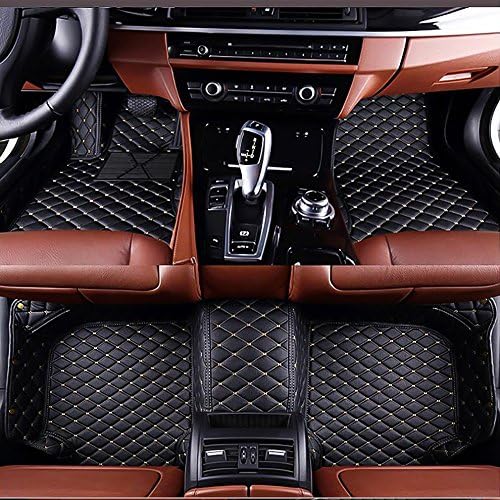 VEMAT Car Floor Mats Custom Made for Jaguar XK Convertible 2006-2015 Faux Leather All Weather Waterproof Full Surrounded 3D Anti Slip Foot Carpets (Black with Beige Stitch)