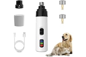 HUNAN DONGJIA ZHENGHE ANIMAL HUSBANDRY CO., LTD. Heusom Silent Groom Pro Nail Grinder, Heusom Dog Nail Trimmer, Rechargeable USB Charging Pet Nail Grinder, Electric Dog Nail Clippers Pet Paws Grooming Smoothing Tool, 2 Grinding Heads
