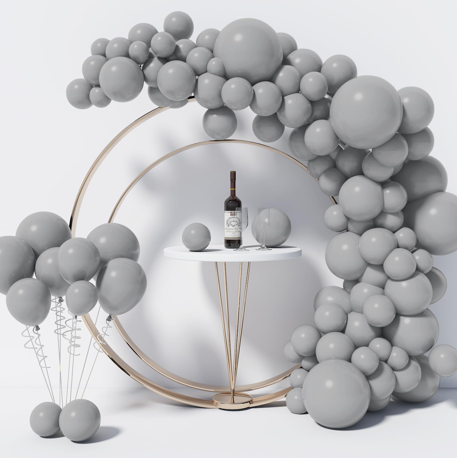 Photo 1 of 130PCS Pastel Gray Balloons Different Sizes 18" 12" 10" 5" Balloon Garland Arch Kit perfect for Birthday Party, Graduation, Baby Shower, Wedding,Decoration and Anniversary (Pastel Gray balloons)