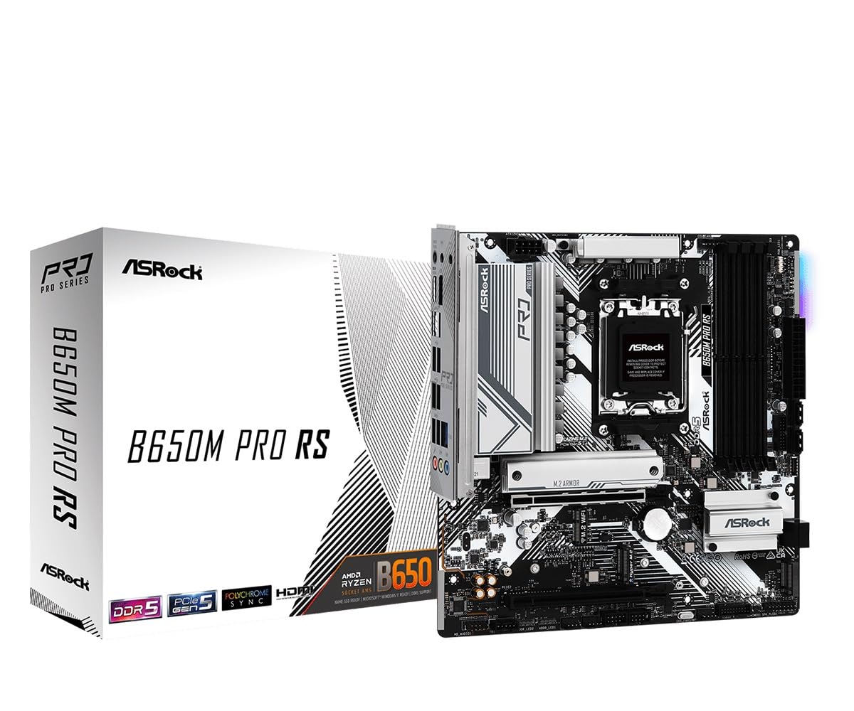ASRock マザーボード B650M Pro RS AMD Ryzen 7000 シリーズ CPU対応 (Soket AM5) B650 Micro ATX マザーボード 【国内正規代理店品】商品画像