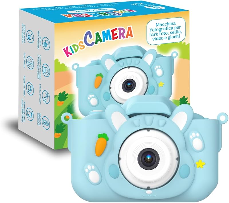 KidsCamera Bibi Le Lapin 2K – Appareil Photo pour Enfants 3 Ans avec Carte mémoire 4 Go Inclus, Photos, vidéos, Jeux et filtres – Premier Appareil Photo numérique Cadeau Anniversaire Fille