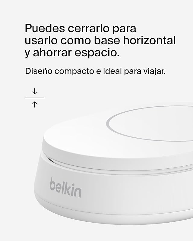 BoostCharge Pro Qi2 Carregador sem fios compatível com MagSafe, suporte de carregamento magnético conversível de 15W, para Apple iPhone 17, Air, Pixelsnap, AirPods, Adaptador de 20W - Branco