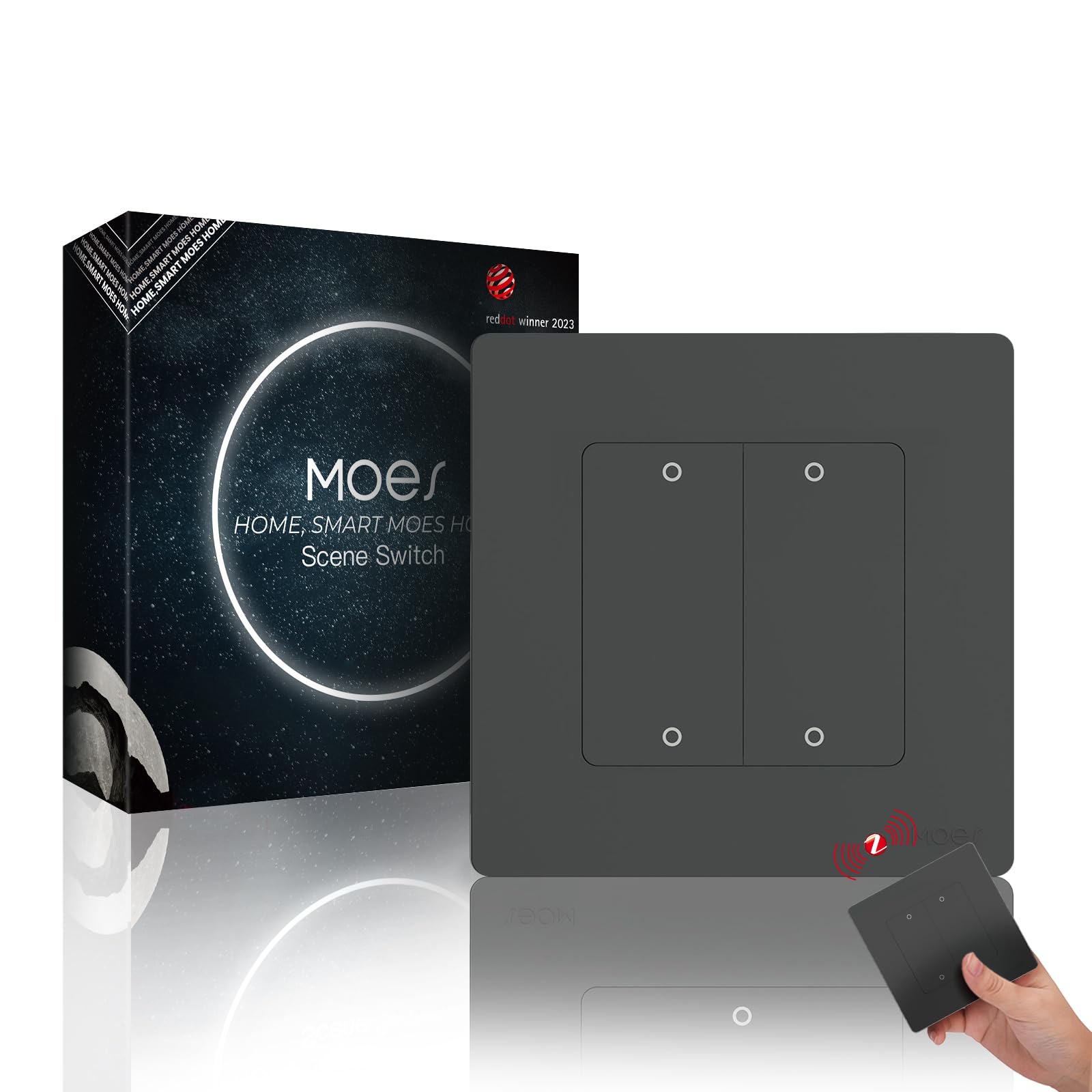MOES ZigBee Smart Scene Switch with Star Ring Design - Requires MOES ZigBee Gateway, One Button Toggling, Whole House Linkage, 4 Gang - Grey — image 1
