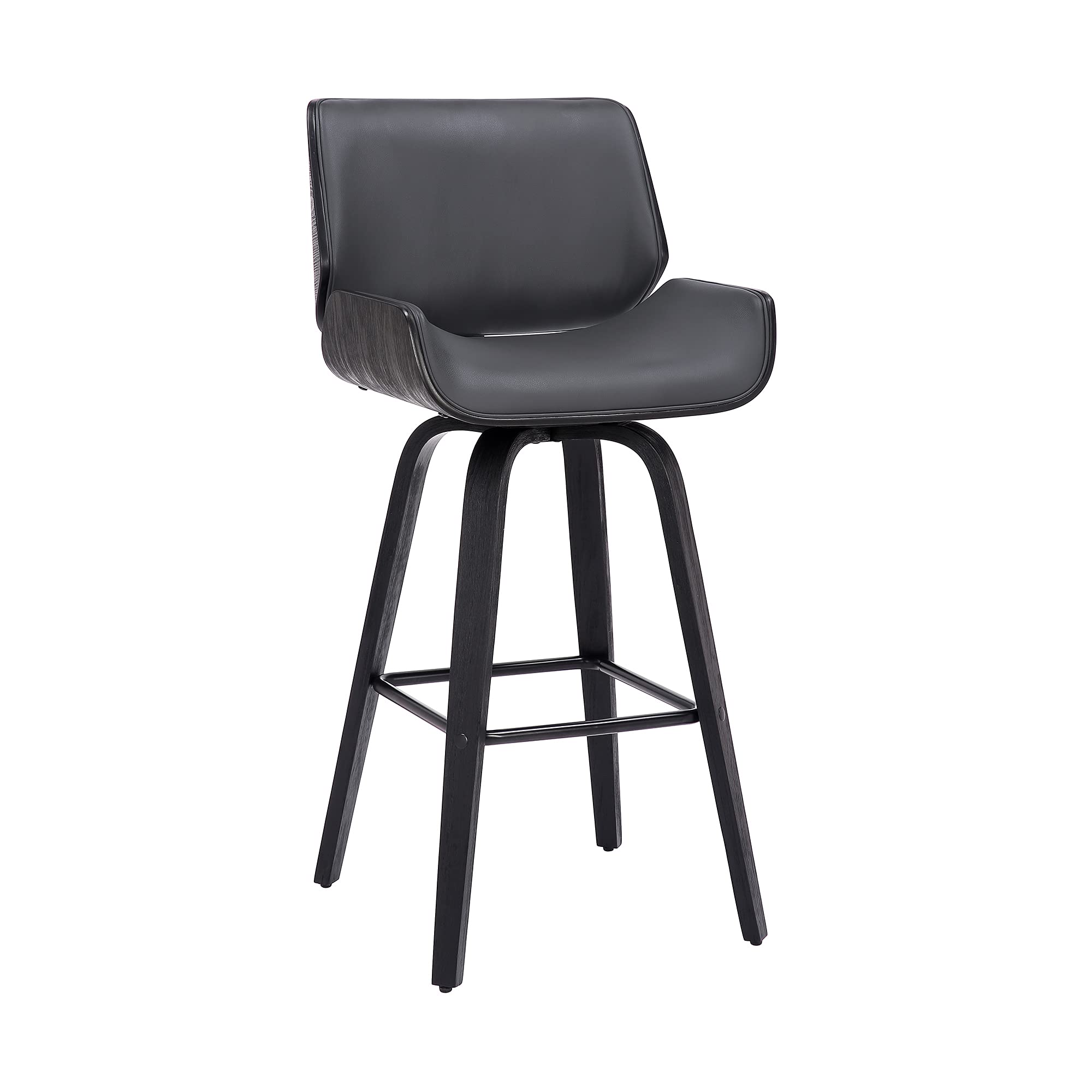 Photo 1 of (parts) Armen Living Tyler 26" Counter Height Swivel Gray Faux Leather and Black Wood Bar Stool
