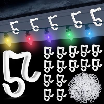 GOLRISEN 100pk Plastic Gutter Hooks Clips for String Lights Christmas Outdoor