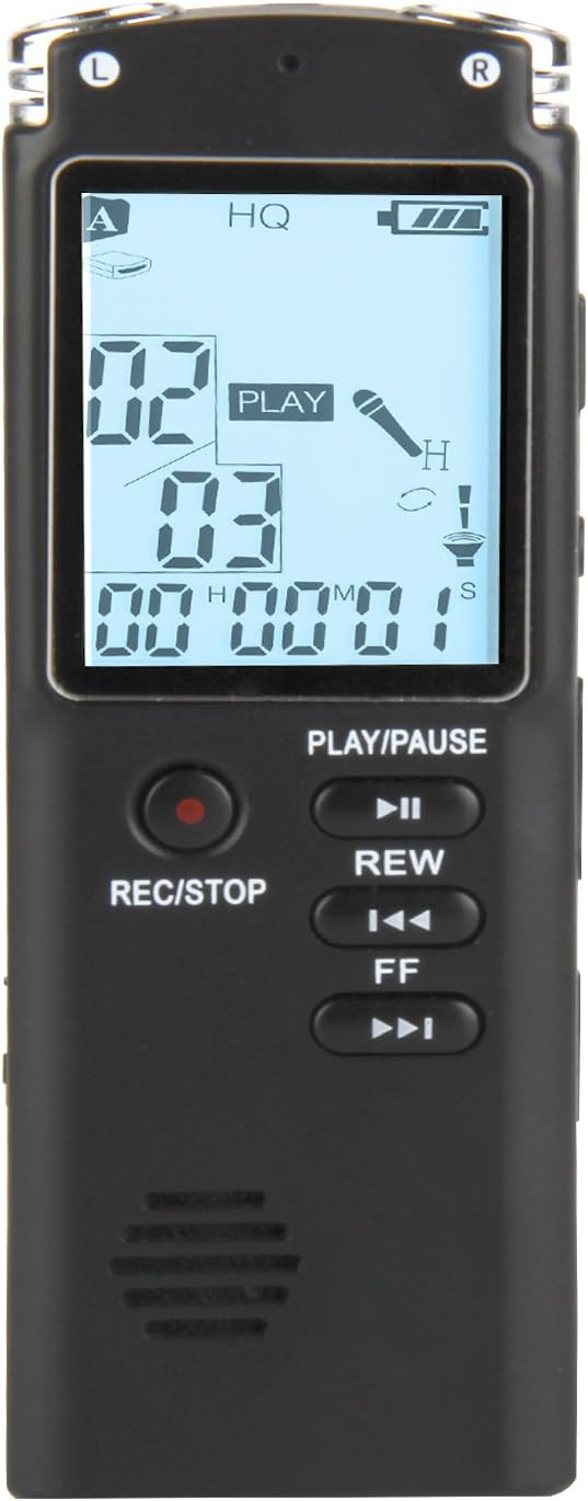 Phetron Digital Voice Recorder, 8GB Digital Sound Audio Recorder Dictaphone, Voice Activated Recorder with USB Cable, Recording Noise Reduction Microphone with MP3 Player and Time Mark