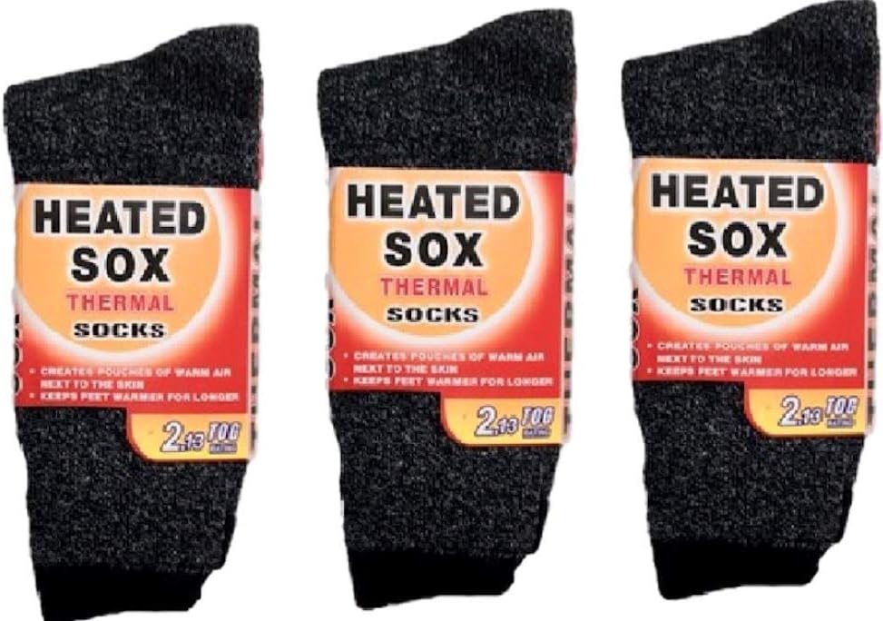 3 Pairs Mens Heated Sox Socks Thermal Socks Keeps Feet Warmer Longer