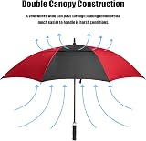 ACEIken Golf Umbrella Windproof 62 Inch Double Canopy Automatic Open Red/Black view 4