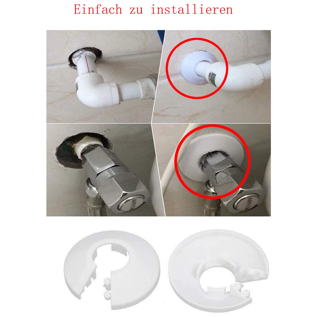 Radiator Pipe Collars Pipe Covers Plastic White Radiator 16mm/20mm/25mm Water Pipe Cover Decoration Drain Line Cover Collars for Heating Pipe 24PCS - Image 4