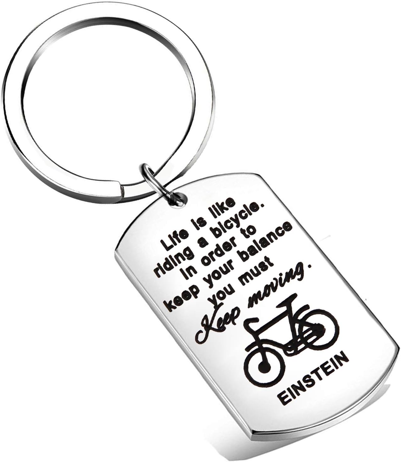 FEELMEM Life is Like Riding a Bicycle Keychain Inspirational Keyring Gift for Best Friend