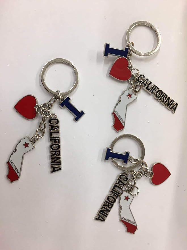 Set of 12 Los Angeles Souvenir Keychain, I Heart LA