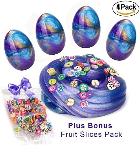 Hanker Soft Egg Slime Colorful Galaxy Fluffy Slime Scented Stress Relief Toy Sludge Toys (4 Pack)