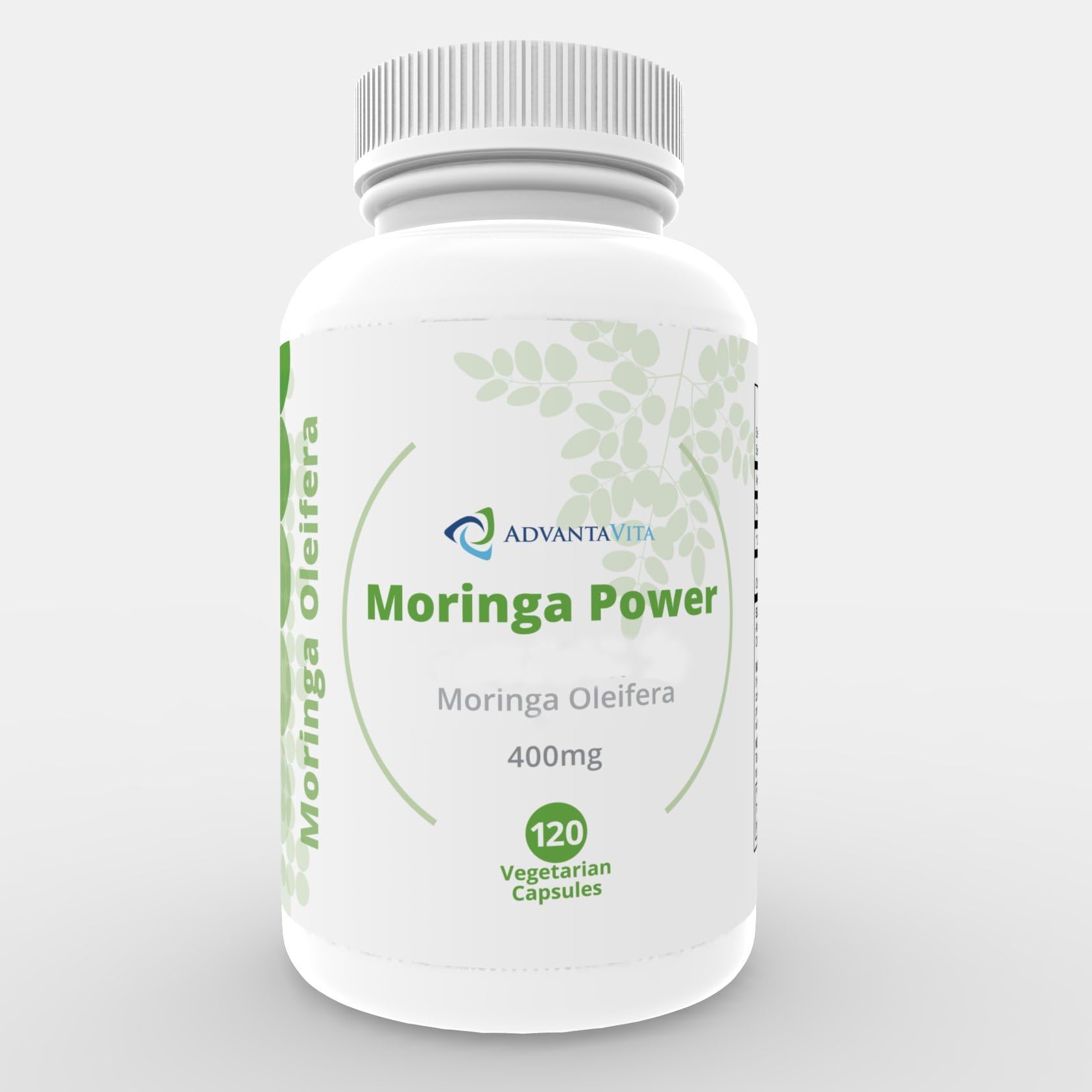 Premium Moringa Oleifera – 100% Raw Leaf Powder Capsules 400 MGS (120 Veg caps) Made in USA - GMO Free - 30 Day Supply - AdvantaVita Moringa Power