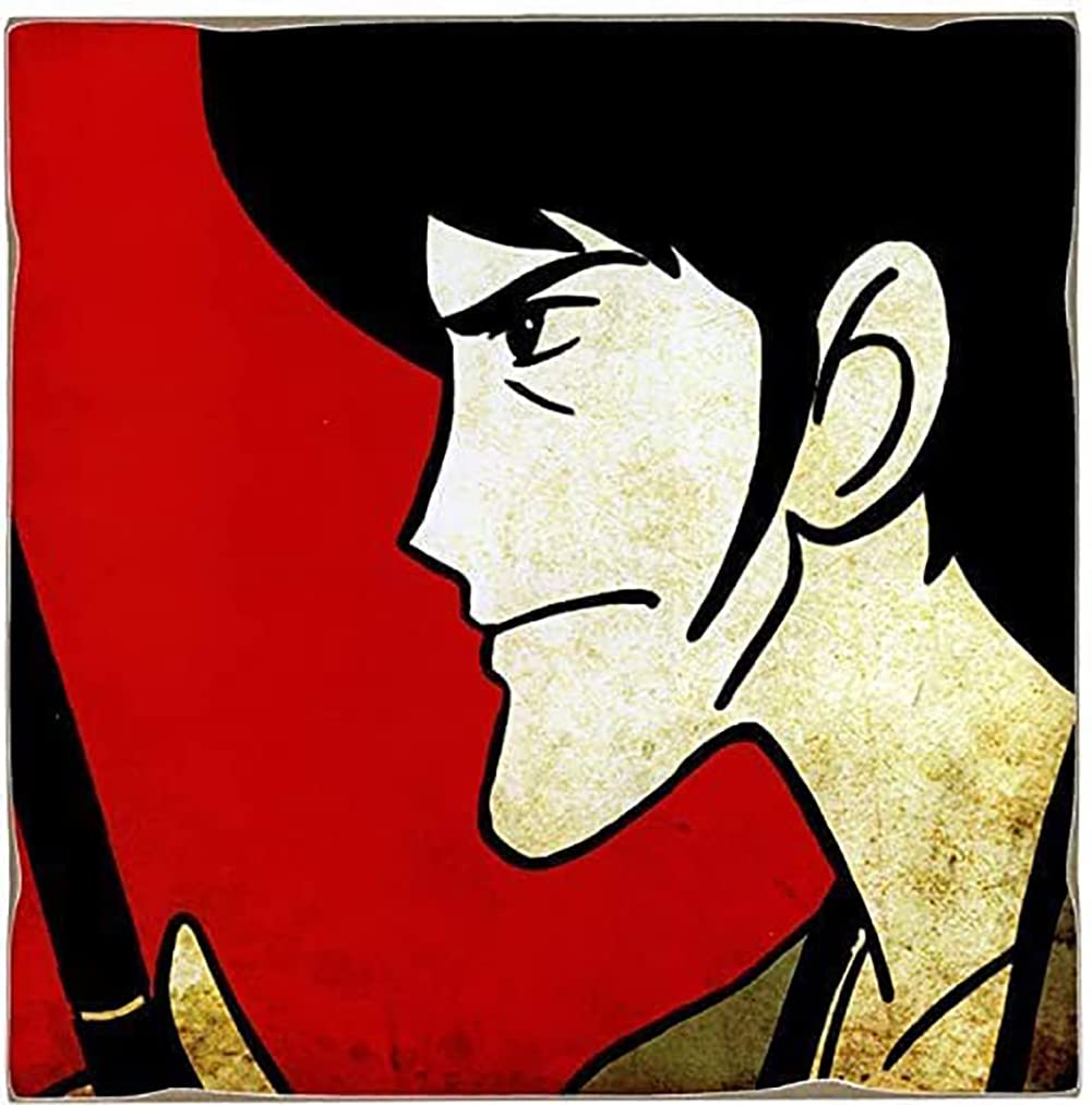 Kustom Art Magnet Series Lupin III Goemon (Magnet) Vintage Style for Refrigerator/Garage/Bar Collectible Print on Wood 8X8cm.
