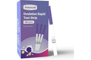 Ovulation Test Strips, Amazewell Ovulation Strips Fertility Test for Women Ovulation Predictor Kit for Home, 30pcs LH Test Strips Ovulation Kit Bulk, 5mm Width Easy Grip, High Accuracy